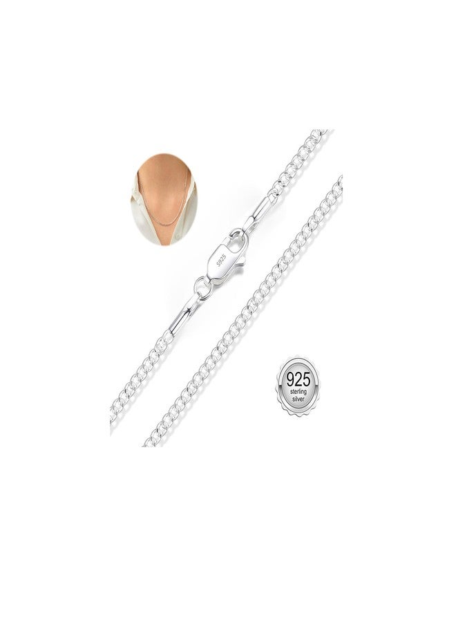 Kenailw 1.5mm Cuban Link Chains for Women Men, s925 Sterling Silver Plated Necklace Curb Chain 24 Inch Christmas Stuffer Gifts - Image 1
